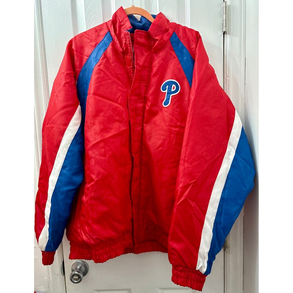 Philadelphia Phillies MLB Baseball Jacket Red Blue White Logo "Phillies" Back XL